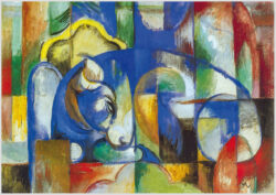 Akustikbild mit einem Motiv von Franz Marc mit dem Titel "Liegender Stier"