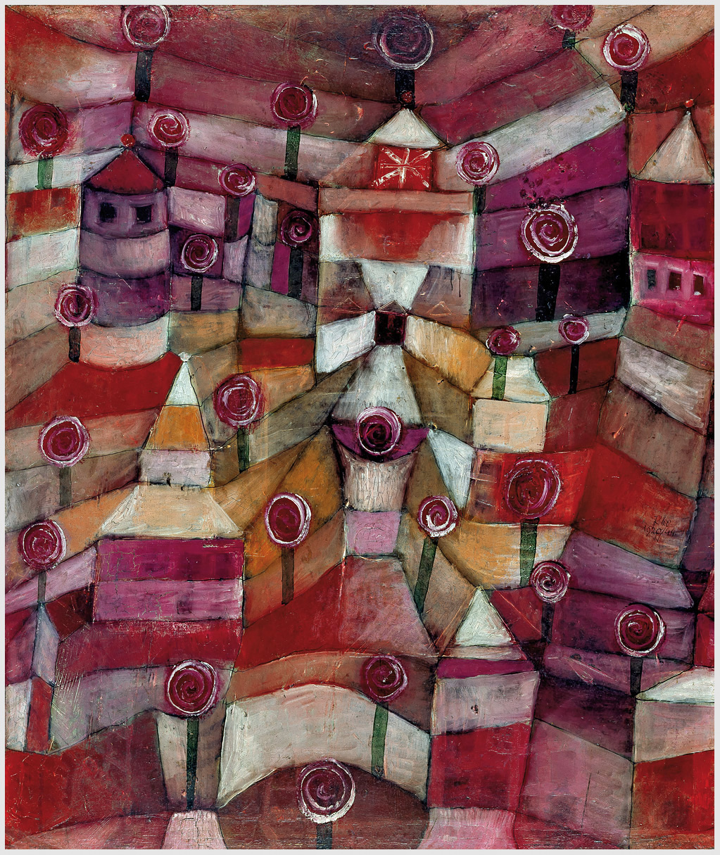 Das Gemälde "Rosengarten" von Paul Klee aus dem Akustikbilder Katalog der Firma AkuTec