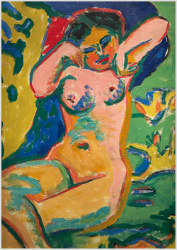 Das Gemälde "Mädchen auf blühender Wiese" von Ernst Ludwig Kirchner aus dem Akustikbilder Katalog der Firma AkuTec