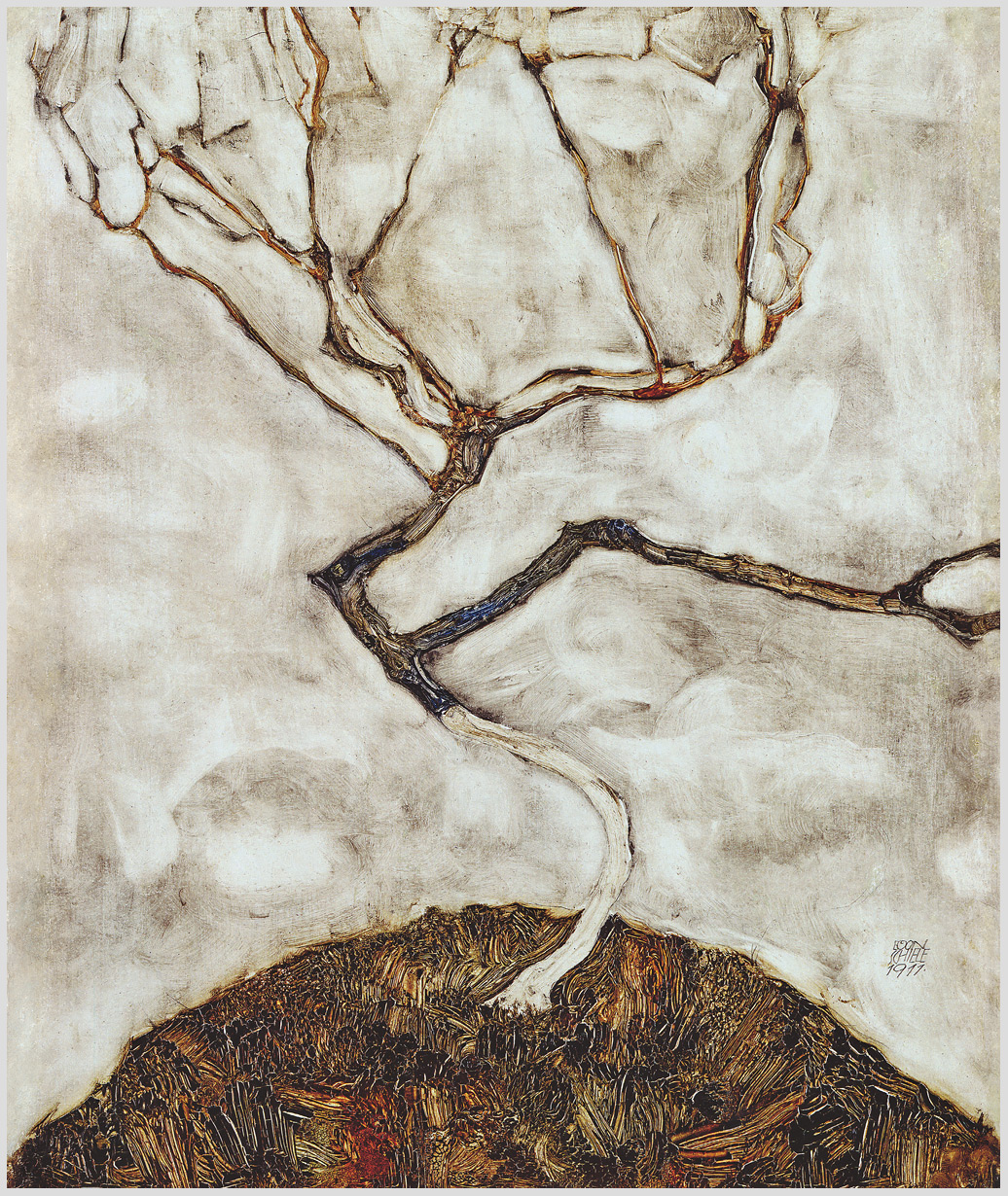 Das Motiv "Kleiner Baum im Spätherbst" von Egon Schiele aus dem Akustikbilder Portfolio der Firma AkuTec
