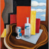 Kubistisches Akustikbild-Motiv von Roger de La Fresnaye mit dem Titel "Louis-Philippe Tisch mit Flasche und Glas"