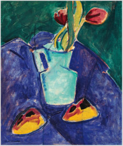 Akustikbild mit einem Motiv von Alfred Henry Maurer mit dem Titel "Tulpen in einer grünen Vase"