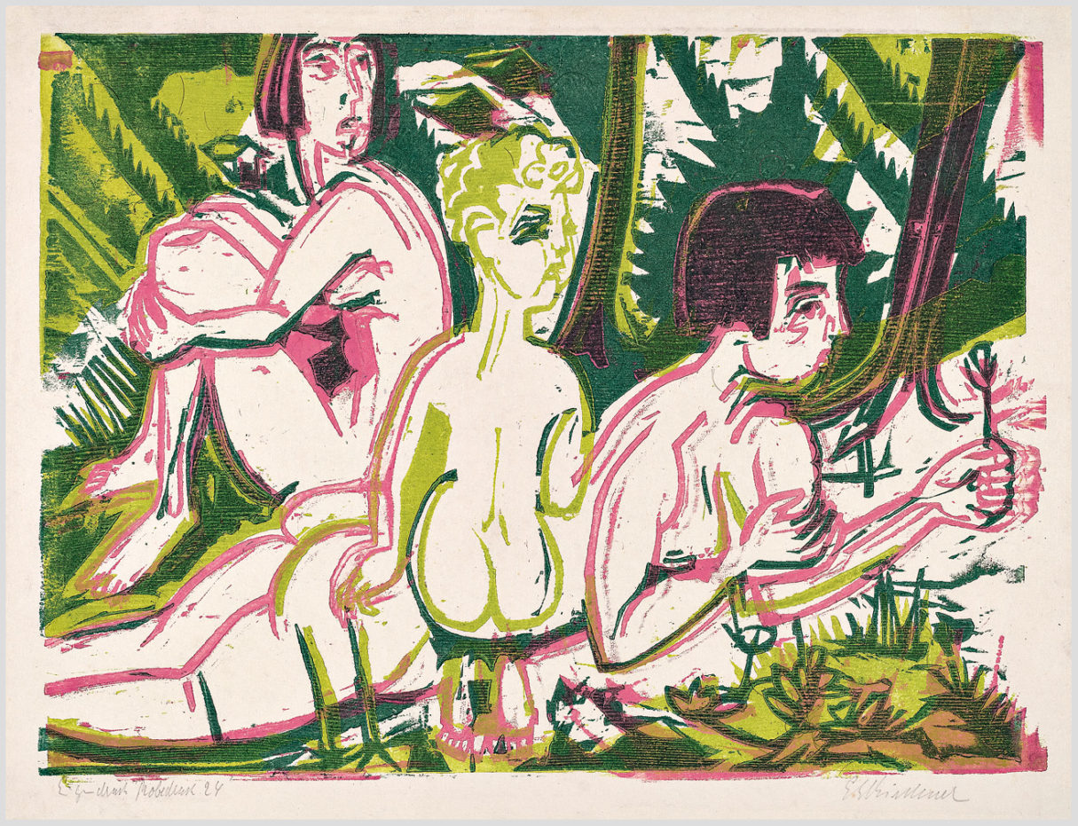 Akustikbild mit einem Motiv von Ernst Ludwig Kirchner mit dem Titel "Zwei Akte mit Kind im Wald"