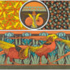 Akustikbild mit einem Motiv von Maurice Pillard Verneuil mit dem Titel "Vögel, Schnecken, Pilze, Marienkäfer, Goldfasan und Iris"