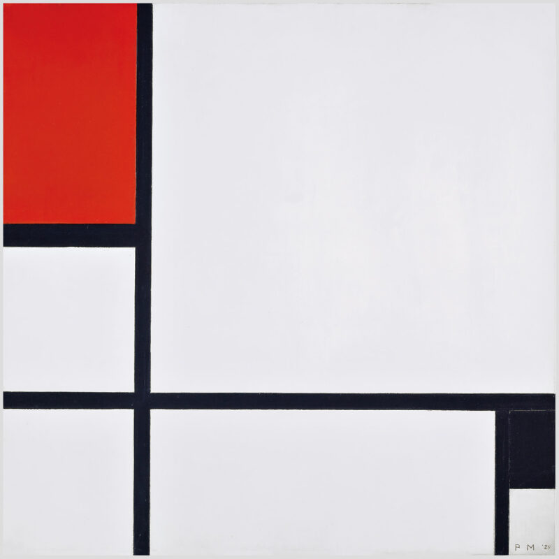 Akustikbild mit einem Motiv von Piet Mondrian mit dem Titel "Composition-No. I, mit Rot und Schwarz"