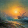 Akustikbild mit einem Motiv von Iwan Aiwasowski mit dem Titel "Stürmische See im Abendrot"
