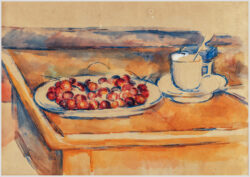 Akustikbild mit einem Motiv von Paul Cézanne mit dem Titel "Tasse und Schale mit Kirschen"