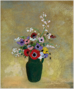 Akustikbild mit einem Motiv von Odilon Redon mit dem Titel "Grüne Vase mit bunten Blumen"